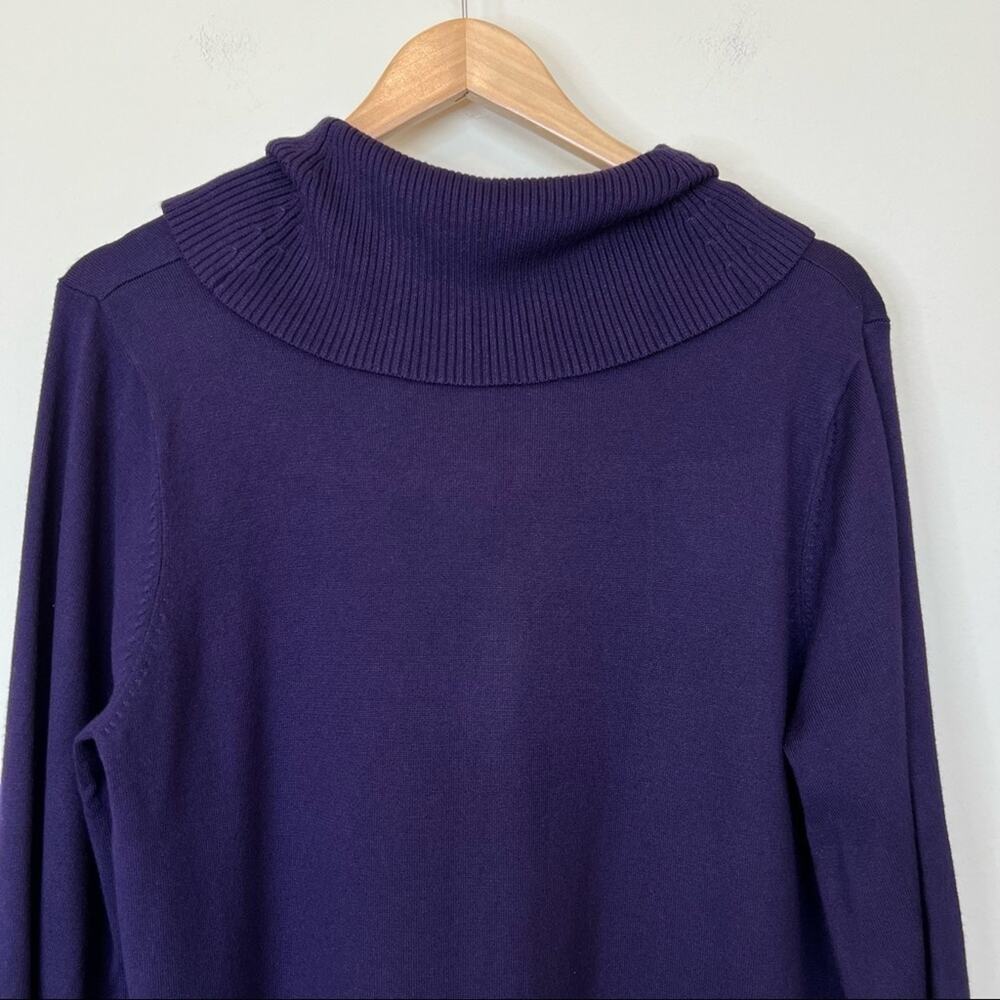 Style & Co purple cowl neck rib knit long sleeve shift sweater dress large NEW - Picture 4 of 8